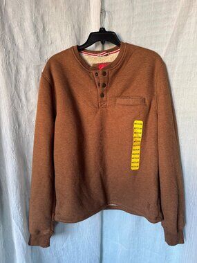 NWT Coleman Men's Medium Sherpa Lined Waffle Henley Shirt Copper Brown